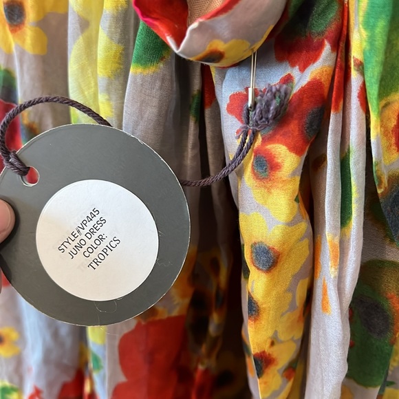 Anthropology Eva Franco Bright Colored Floral Dress with Criss Cross Back - Picture 6 of 7